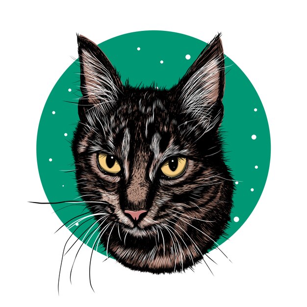 Desenho realista de um gato fofo em paisagem nevada · Creative Fabrica