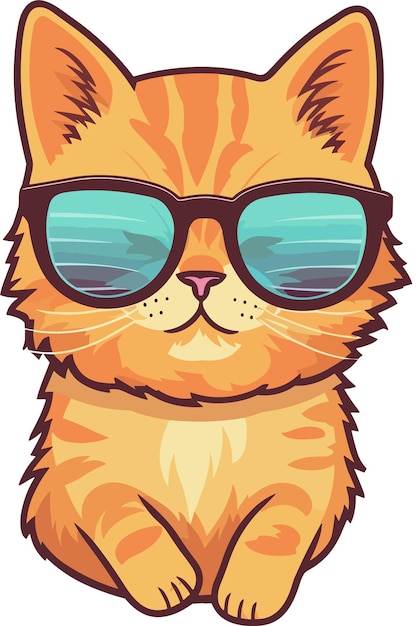 Gato de desenho vetorial usa ilustração de óculos de sol