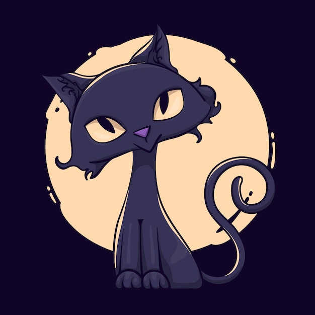 Vetor gato de halloween desenhado à mão