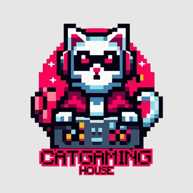 Vetor gato de jogo de logotipo