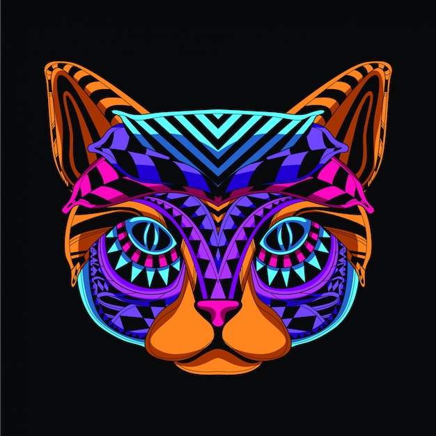 gato decorativo na cor neon