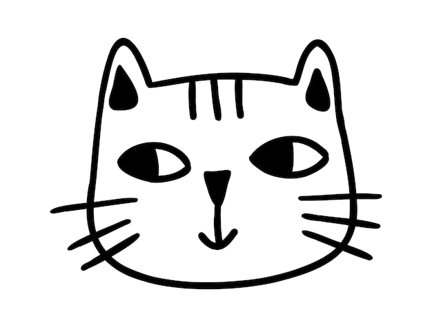 Gato desenhado à mão fofo gatinha engraçada ilustração dos desenhos animados