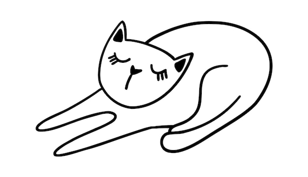 Gato desenhado à mão fofo gatinha engraçada ilustração dos desenhos animados