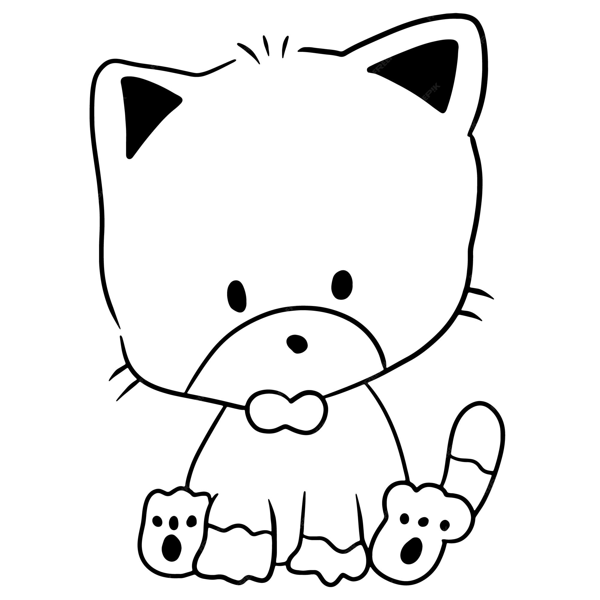 Desenho animado gato animal fofo doodle kawaii anime página para colorir  ilustração fofa personagem de clip art