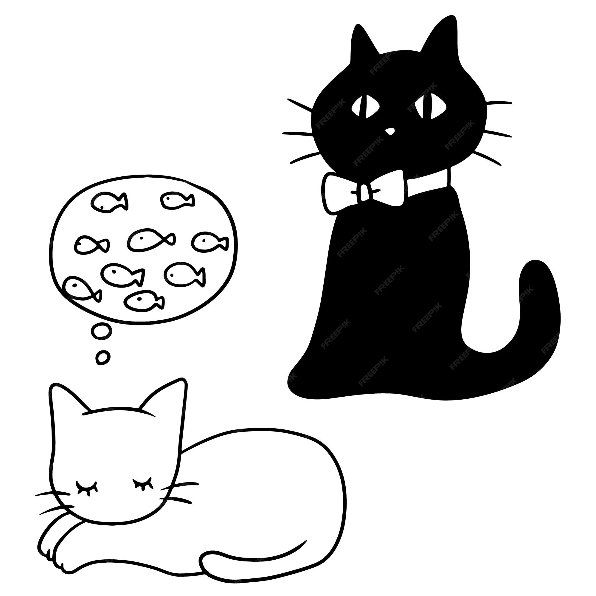 Desenho animado gato animal fofo doodle kawaii anime página para colorir  ilustração fofa personagem de clip art