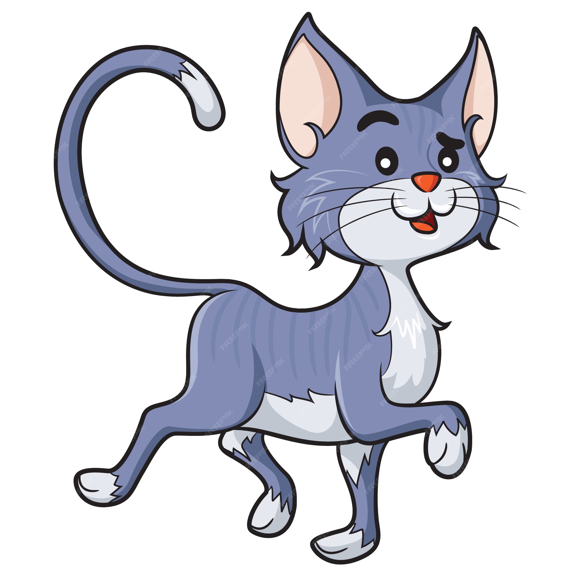 Gato gatinho andando dos desenhos animad, Premium Vector #Freepik  #vector #carater #desenho-animado #animal #gato