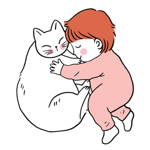 Gato e bebê melhores amigos juntos vetor