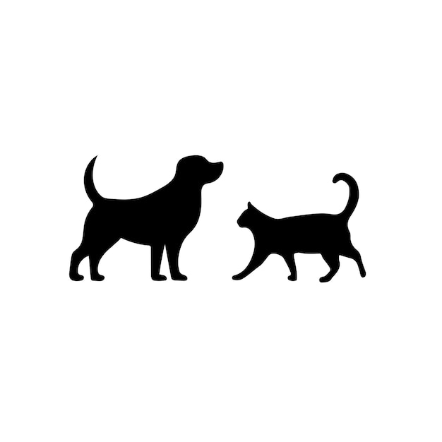 Gato e cão Silhueta de gato e cão