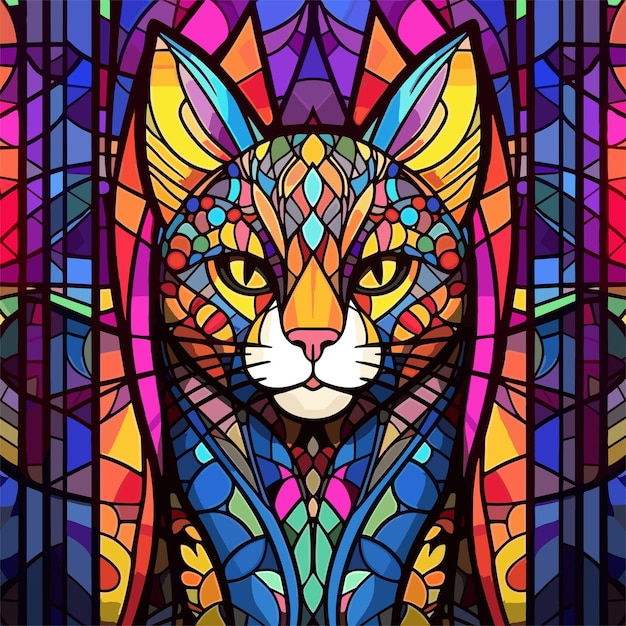 Gato em um vitral