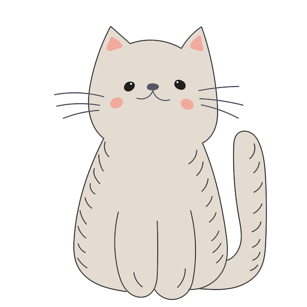 Gato em vetor isolado de estilo doodle