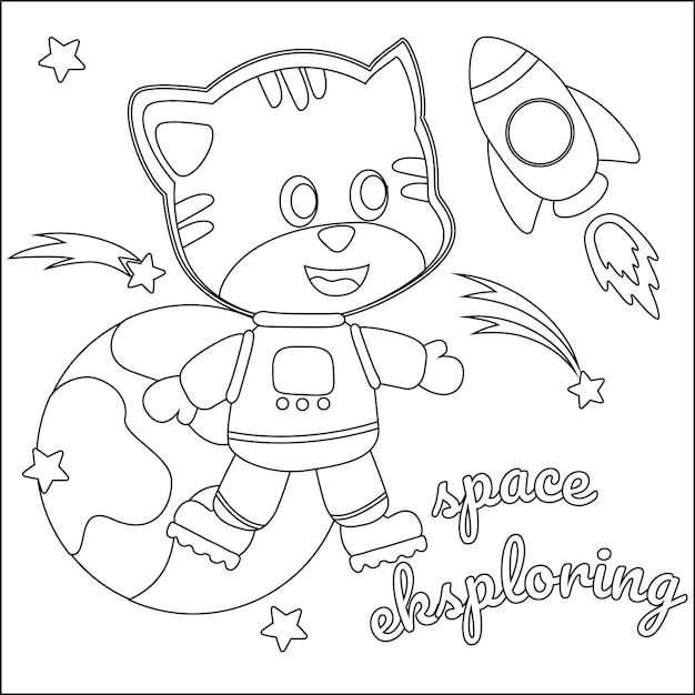 Astronauta De Gatos Sentado Na Lua Colorir Livro Ilustração Engraçada  Ilustração do Vetor - Ilustração de felino, projeto: 210412805