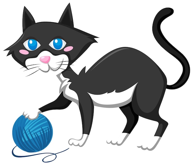 Gato felino brincando com bola de lã