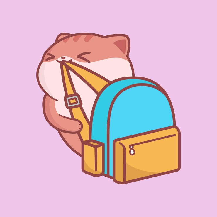 gato feliz brincando com saco desenho animado 2