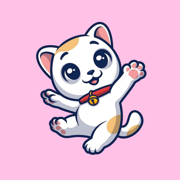 Gato feliz e bonito desenho animado