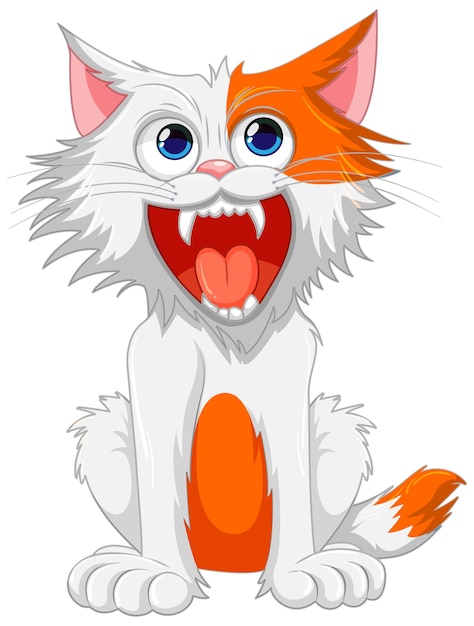 Vetor gato feroz desenho animado com a boca aberta