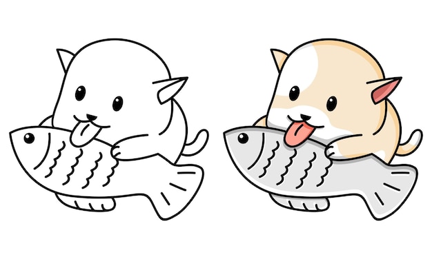 Desenho de Gato e peixe para Colorir - Colorir.com