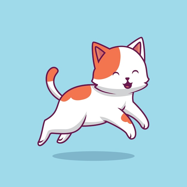 Gato fofo correndo ilustração dos desenhos animados