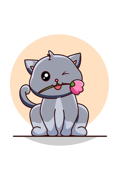 Gato Kawaii Fofo Na Caneca Rosa. Ilustração Vetorial. Ilustração do Vetor -  Ilustração de cartoon, animal: 233888891