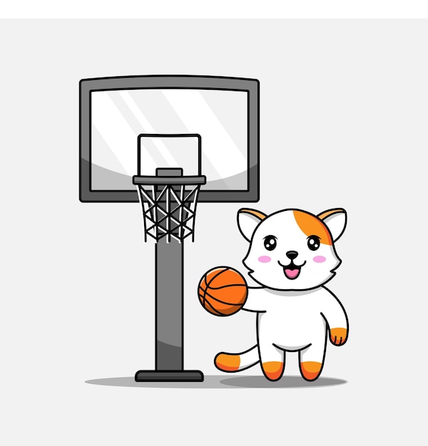 Gato fofo jogando basquete sozinho