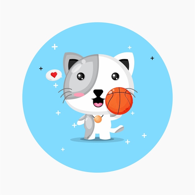 Gato fofo jogando basquete