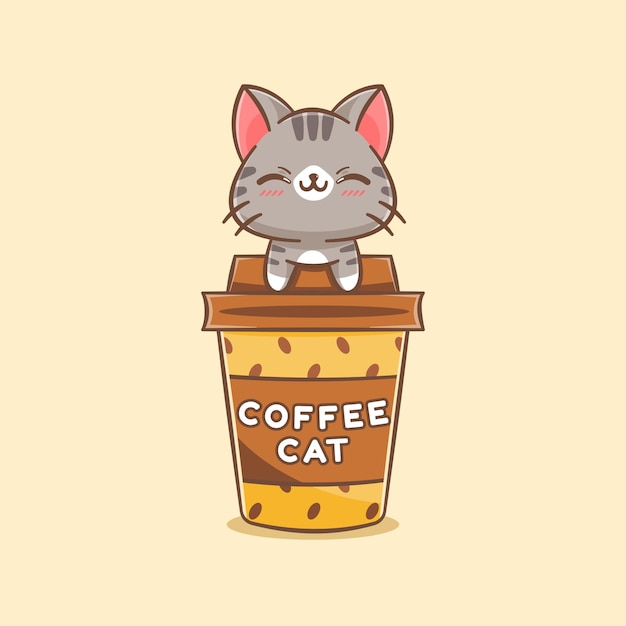 Kawaii Gatos Xícara Café Desenhos Animados Para Colorir Página Para  vetor(es) de stock de ©Valueinvestor 458516402