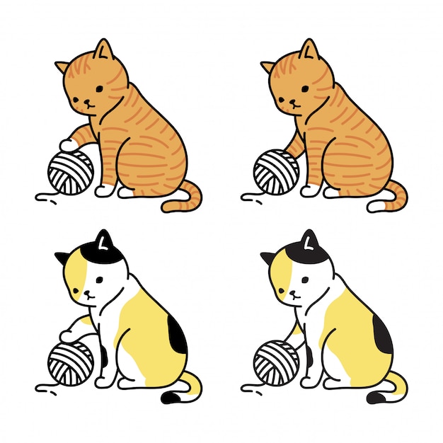 Gato gatinho personagem fios bola dos desenhos animados