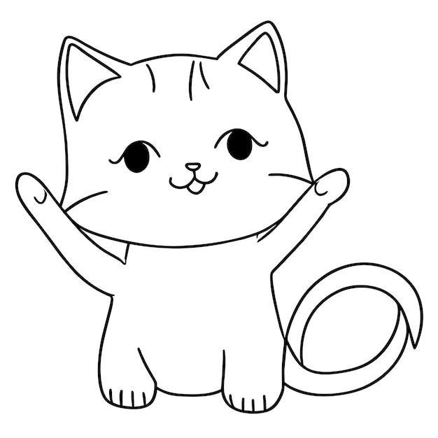 Vetor gato gordo bonito mão desenhada desenho animado adesivo ícone conceito ilustração isolada