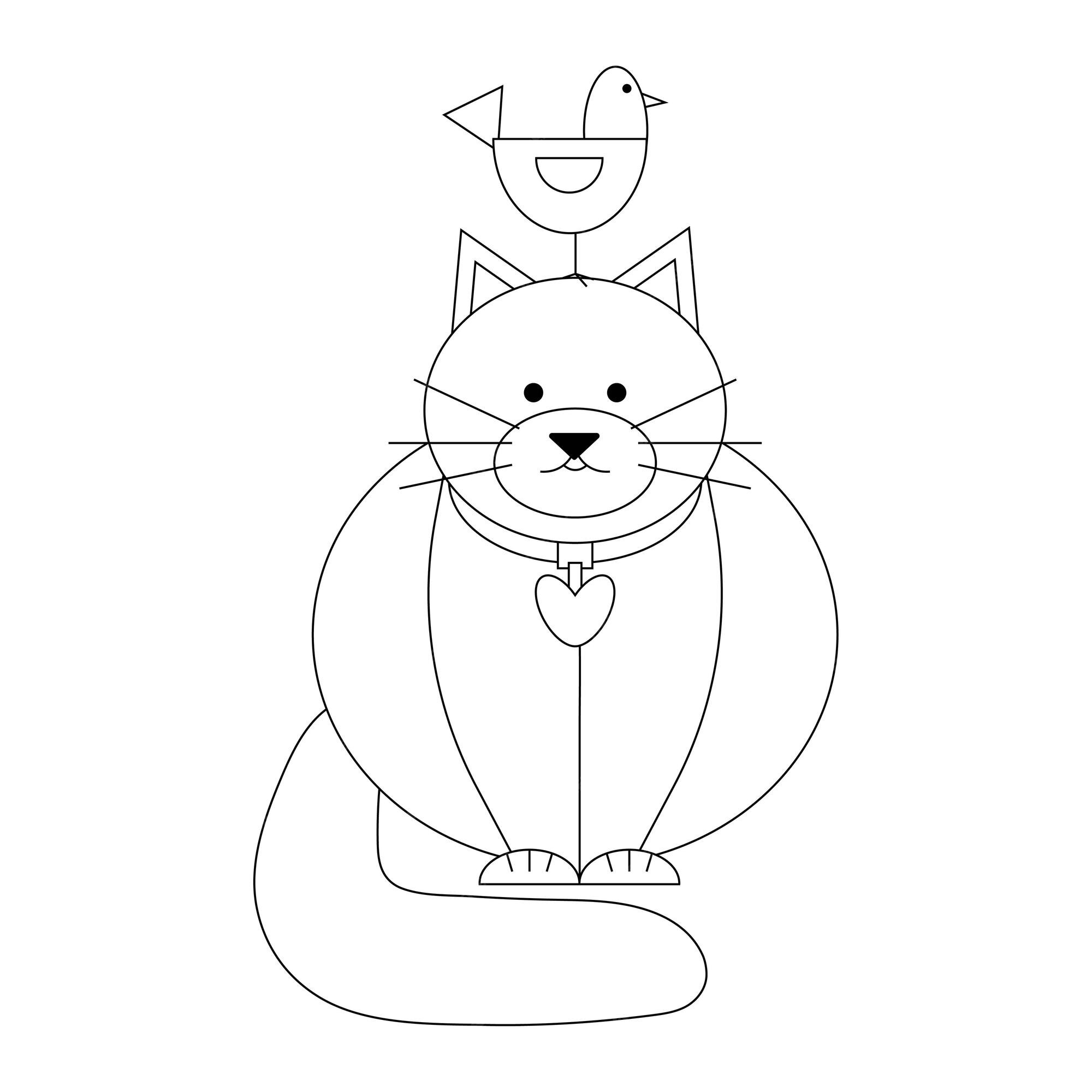 Gato No Rabisco Da Janela. Desenho Simples De Quatro Gatos Em Forma  Geométrica Quadrada Cada Um Em Diferentes Poses Ilustração do Vetor -  Ilustração de vetor, fofofo: 204735335