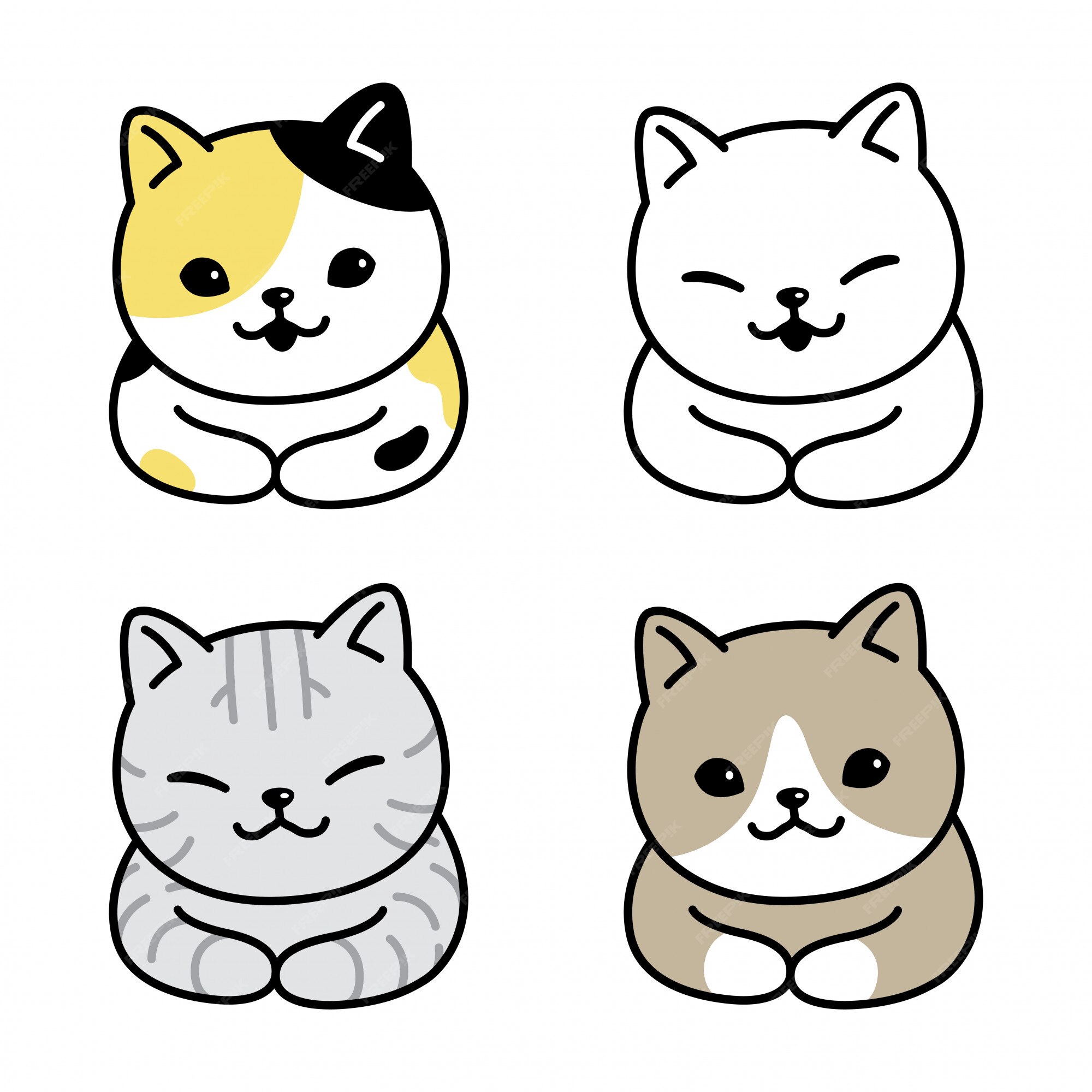 Gato ícone gatinho chita dos desenhos animados, Vetor Premium