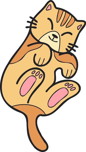 Desenhos Animados Desenhados à Mão E Clipart De Gato Amarelo PNG