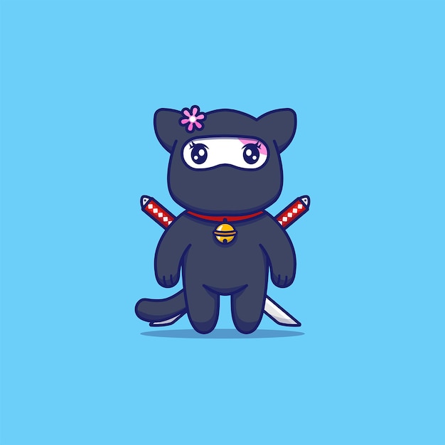 Gato malhado fofo com fantasia de ninja