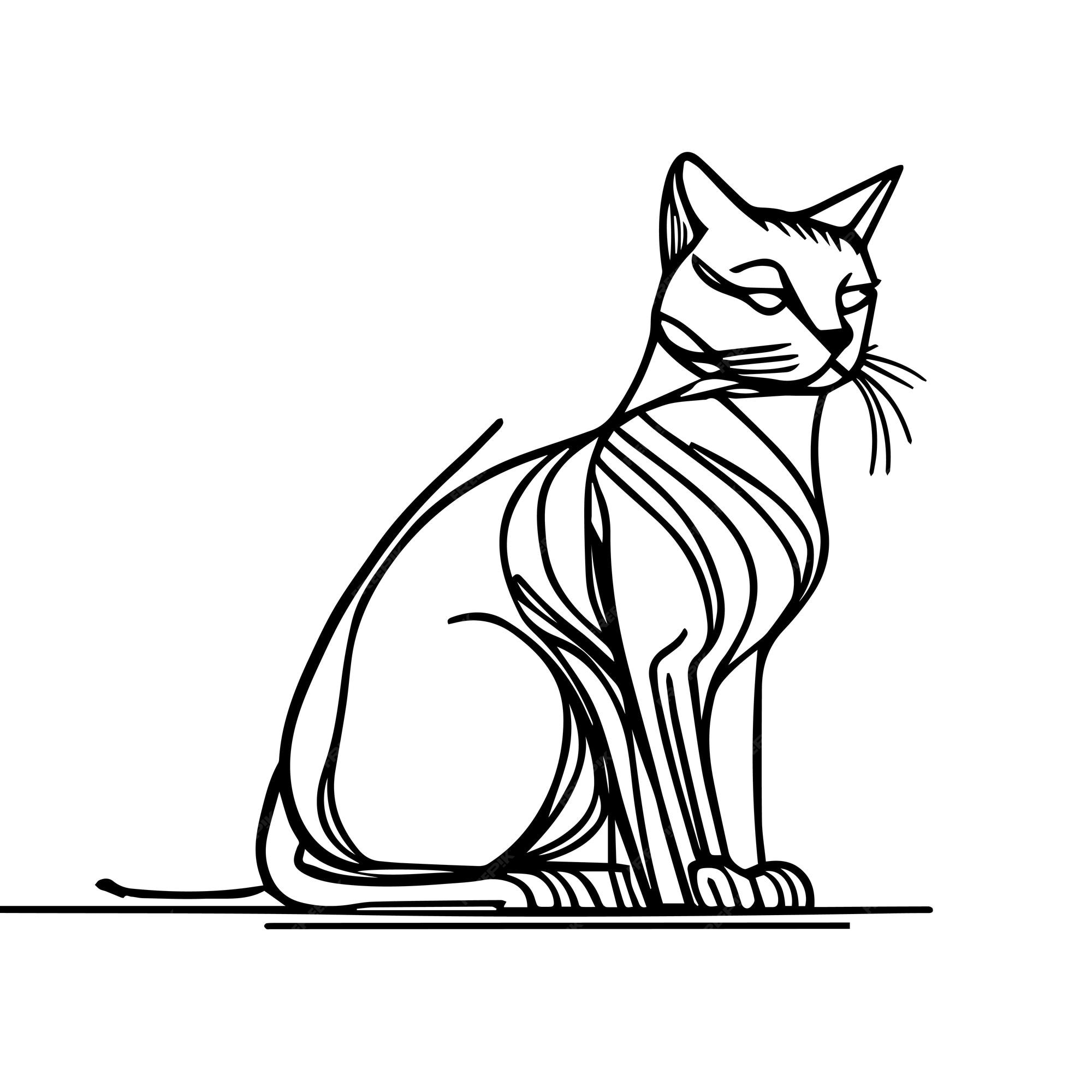 elegantes desenhos de gatos de arte de linha minimalista 7118524 Vetor no  Vecteezy