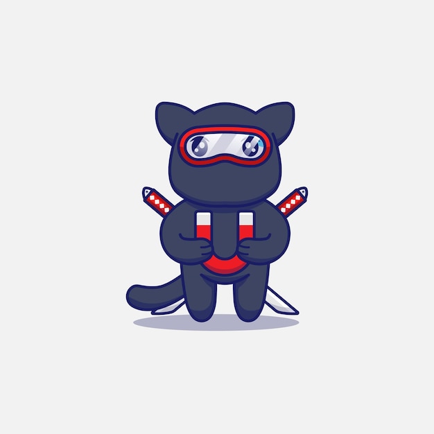 Gato ninja fofo carregando um ímã