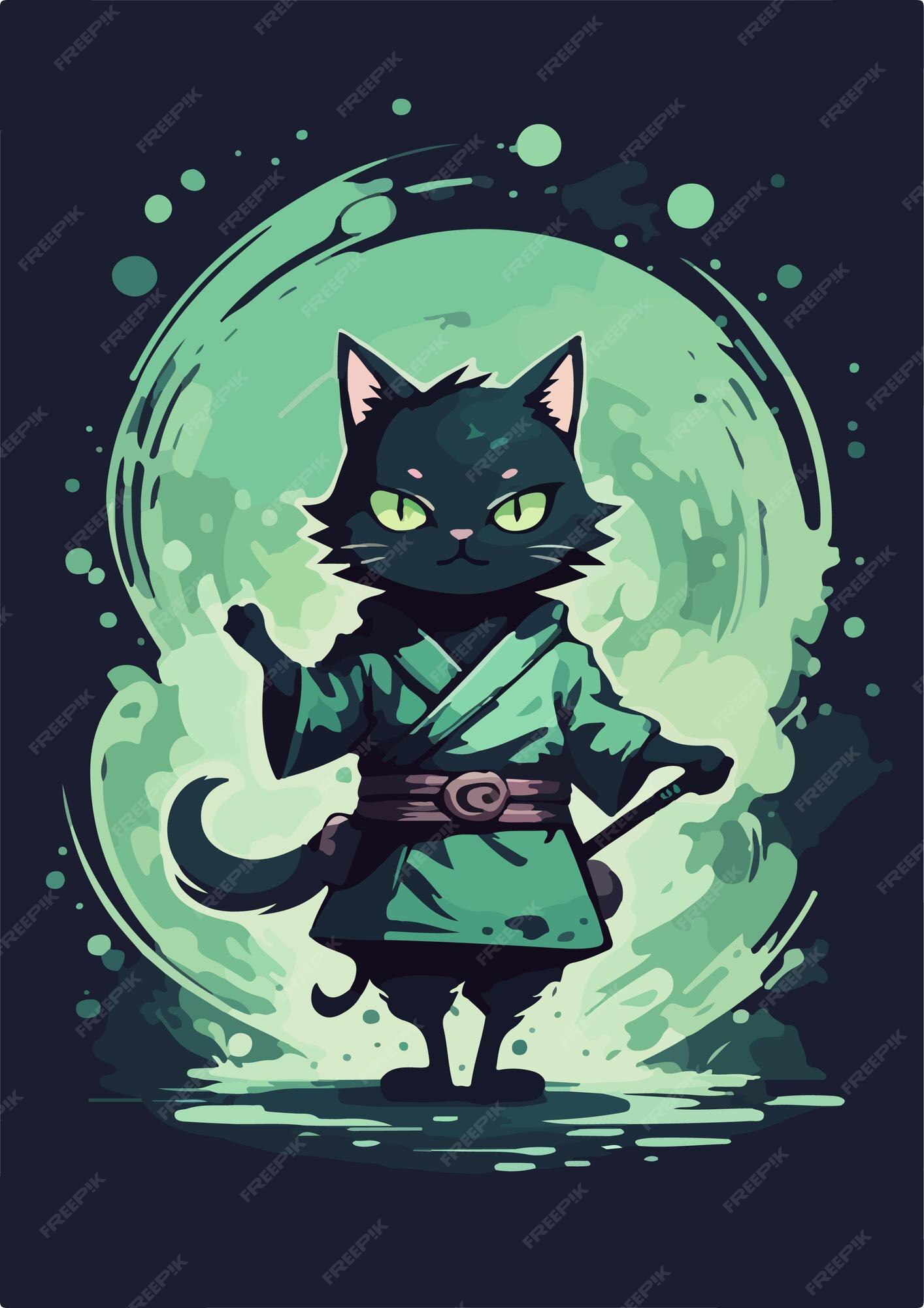 Ilustração Do Ninja Do Gato Um Gato Com Uma Atadura Crianças Chinesas De  KONGFU Ilustração Stock - Ilustração de arte, fofofo: 140577612