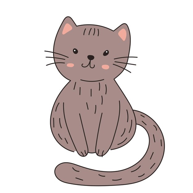 Gato no estilo doodle em um vetor de fundo branco