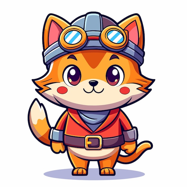 Gato piloto de desenho animado