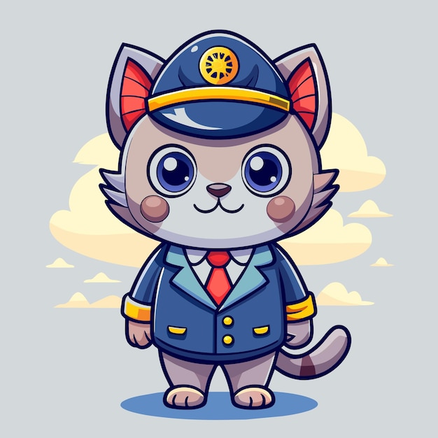 Vetor gato piloto de desenho animado