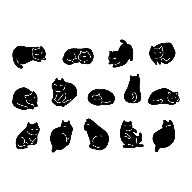 gato preto desenho animado gatinho ilustração