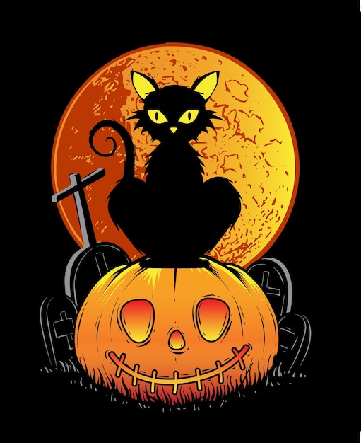 Ilustração Do Vetor Do Estilo Dos Desenhos Animados Do Gato Preto De Dia  Das Bruxas Ilustração Stock - Ilustração de halloween, truque: 112009211