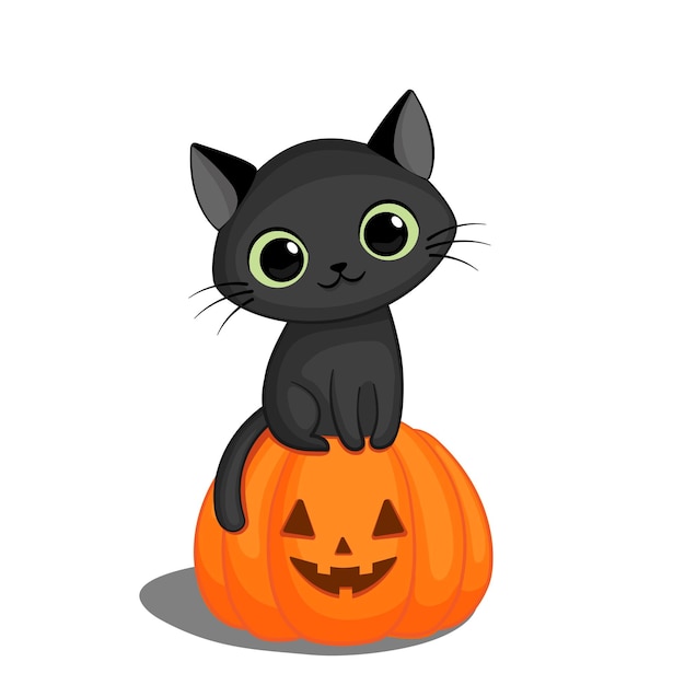 mão desenhar desenho animado bonito halloween gato preto dentro de vetor de  abóbora. 3137178 Vetor no Vecteezy