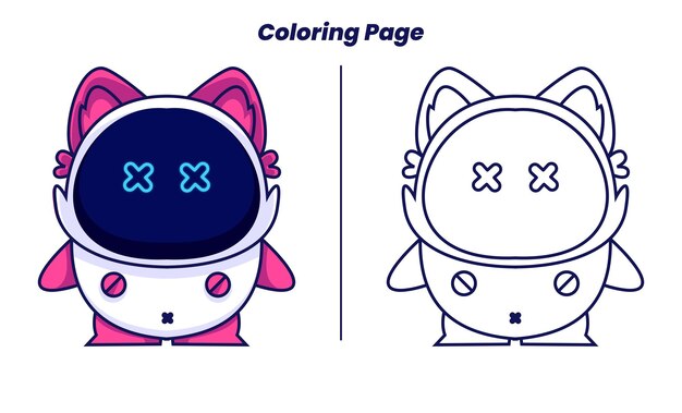 Gato robô com páginas para colorir adequadas para crianças