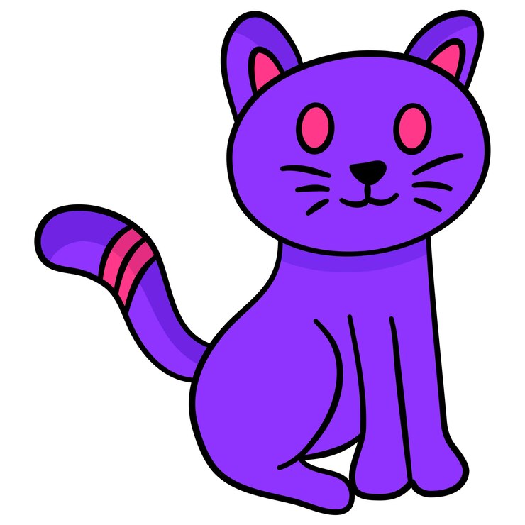 Vetor gato sentado doodle desenho animado. adesivo de ilustração de desenho animado fofo