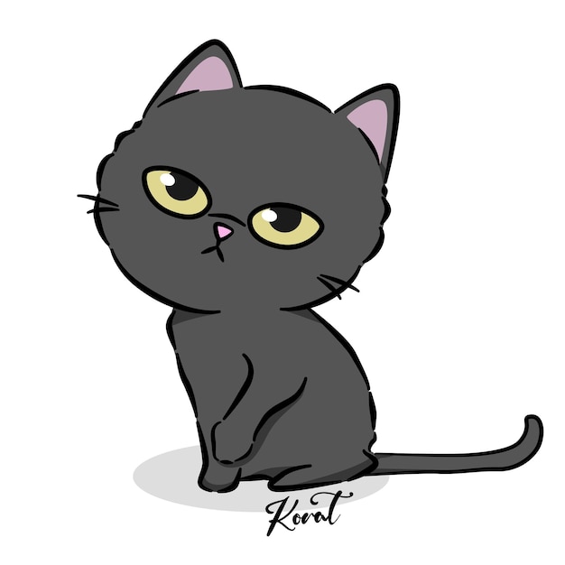 Gato tailandês dos desenhos animados com design simples korat cat. esta é uma das cinco raças de gatos mais bonitas.