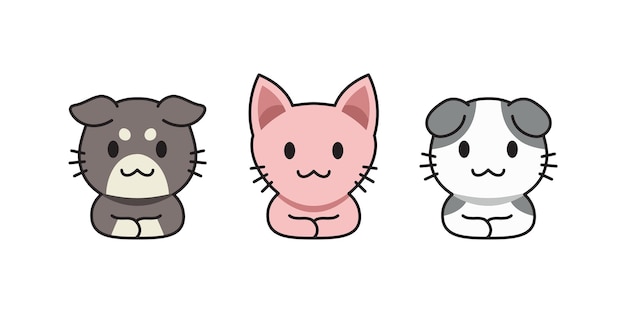 Gatos bonitos dos desenhos animados de vetor definido para o projeto.