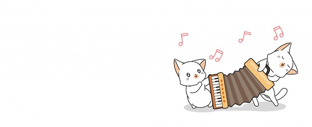 Gatos bonitos estão tocando ilustração acordeão