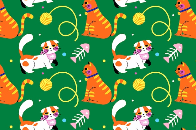 Gatos bonitos padrão sem costura