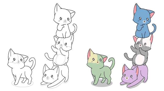 Gatos brincando juntos desenho para colorir