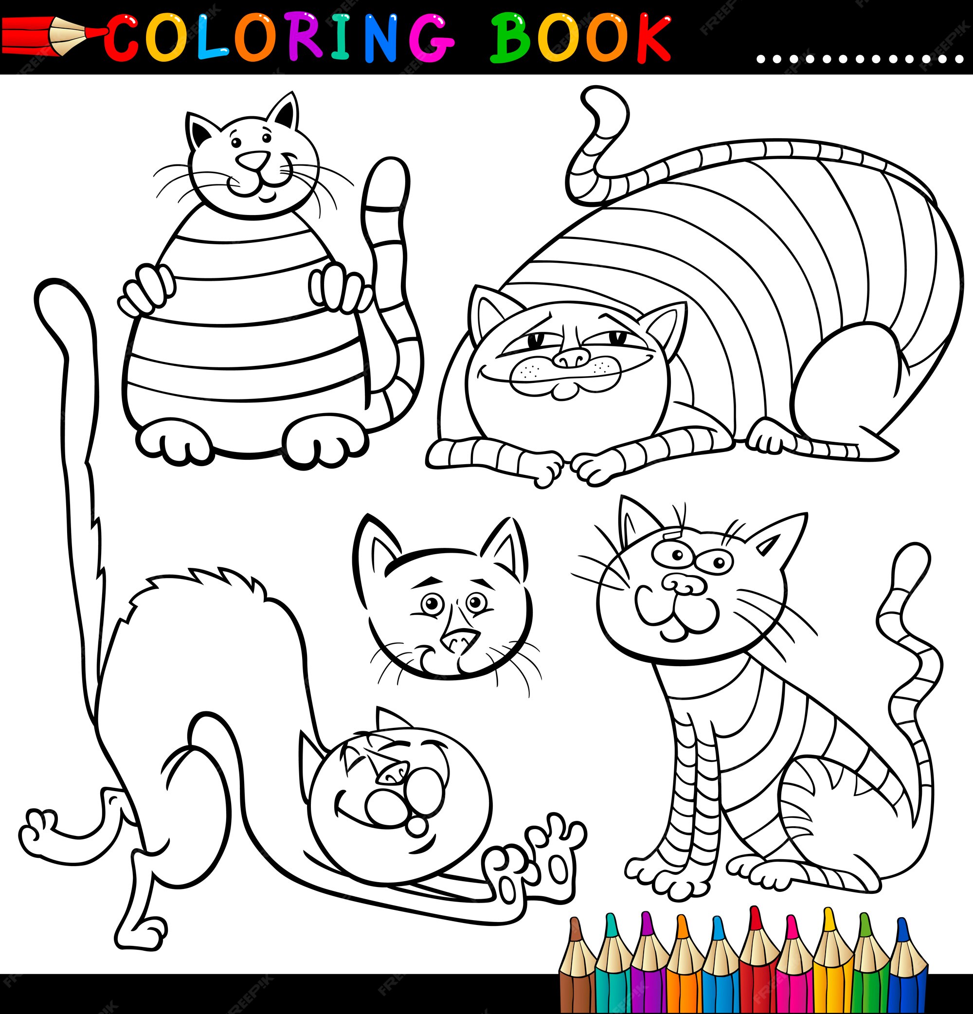 página do livro para colorir jogo de sombras com gatos de desenho animado  1942315 Vetor no Vecteezy