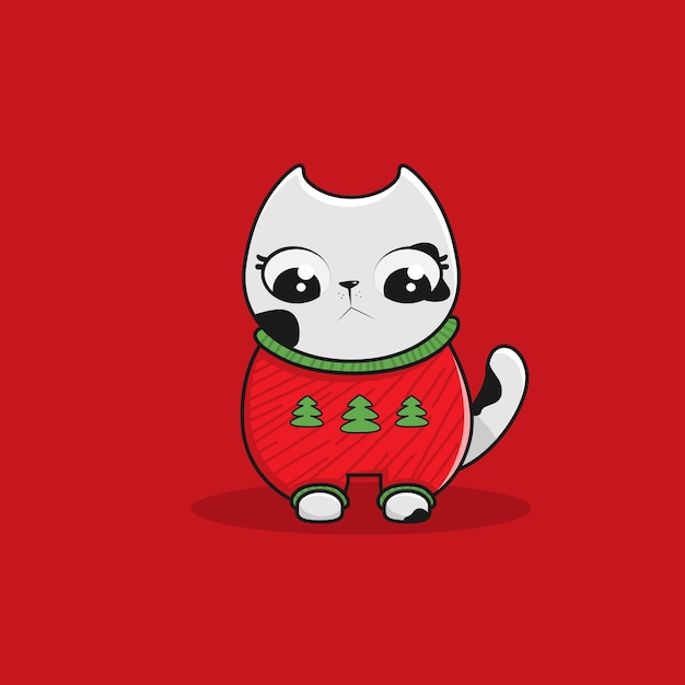 Gatos de natal ilustrações de feliz natal de gatos fofos com acessórios como chapéus de malha, suéteres, cachecóis