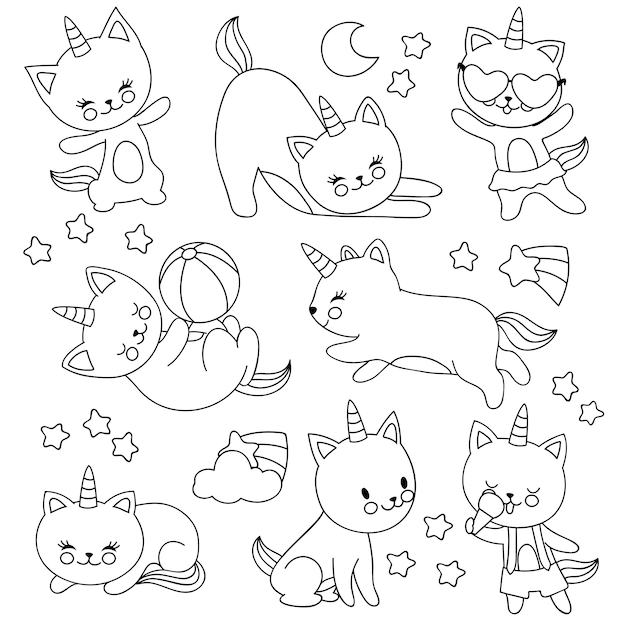 Download Desenhos De Gatos Para Colorir, Pintar, Imprimir Espao PNG Image  with No Background 